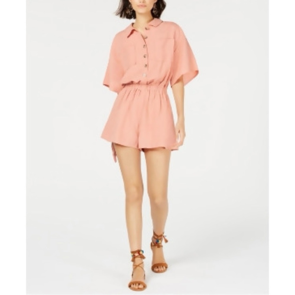 LÈ RUMI | Salmon Short Sleeve Boho Summer Chic Shorts Romper Size S